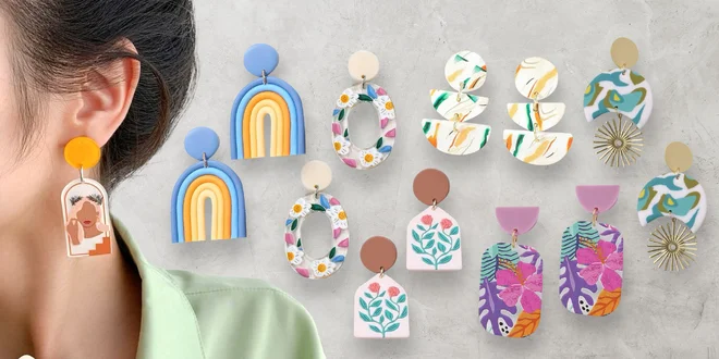 Barevné lehké náušnice s květinami i geometrické