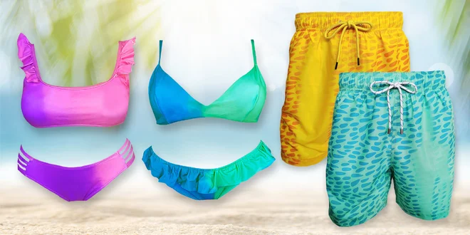 Dámské bikini i pánské plavky měnící barvu