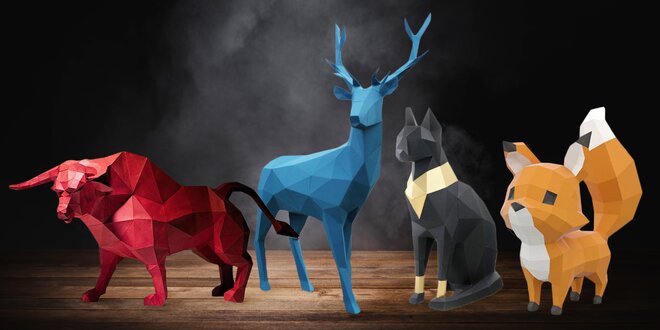 3D modely zvířat z papíru k vystřihnutí a složení