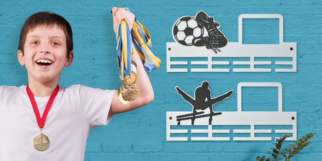 Věšák na medaile: rámeček na foto, sport dle výběru