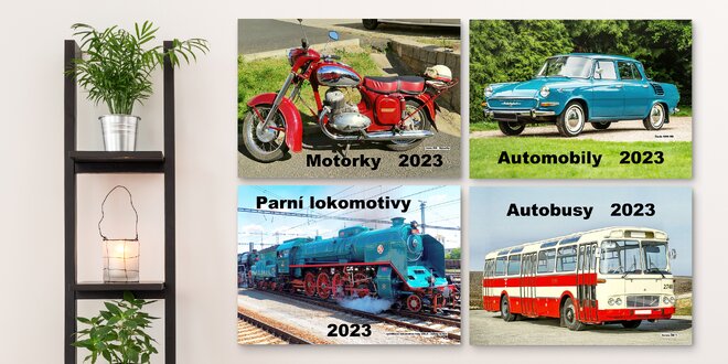 Kalendáře na rok 2023 s obrázky historických strojů