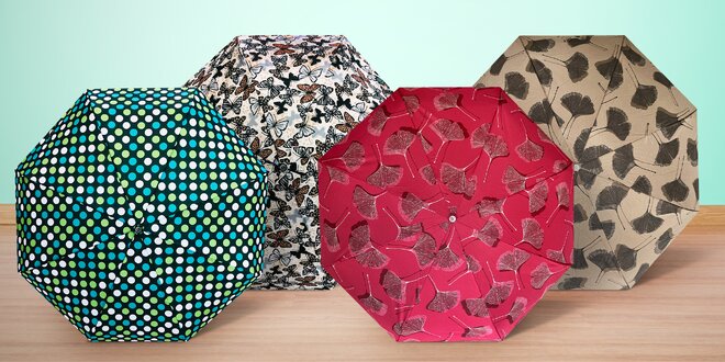 Kvalitní skládací minideštník: 10 barevných motivů