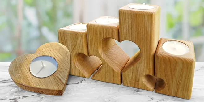 Dřevěné svícny na čajové svíčky: 7 variant