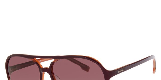 Dámské tmavě hnědé sluneční brýle Lacoste s oranžovým detailem