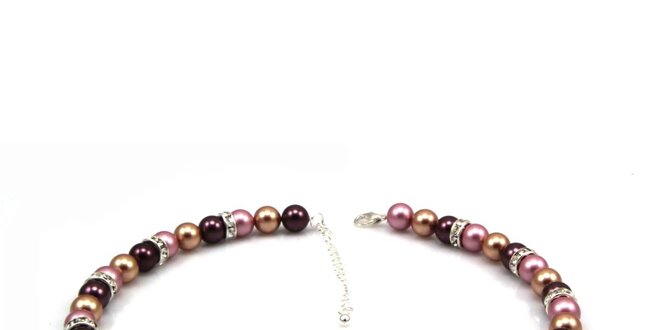 Dámský perlový náhrdelník Royal Adamas s růžovo-fialovo-zlatými perlami