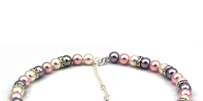 Dámský perlový náhrdelník Royal Adamas se stříbrno-růžovými perlami