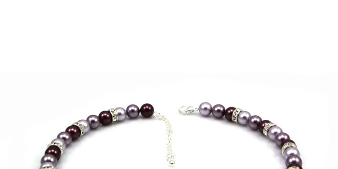 Dámský perlový náhrdelník Royal Adamas s fialovo-stříbrnými perlami