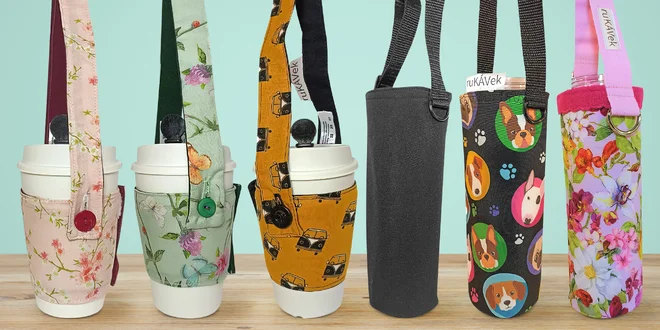 Ručně šité ruKÁVky na kávu či lahev: kelímek v balení