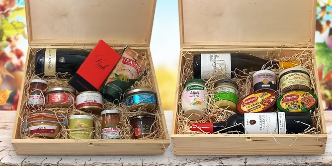 Balíčky delikates z Francie: foie gras i šampaňské