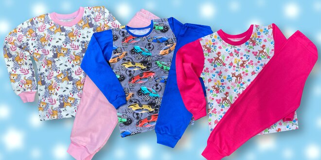 Bavlněná dětská pyžama a košilky: zvířátka i auta