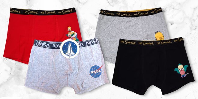 Pánské boxerky s motivy Simpsonů, Star Wars i NASA