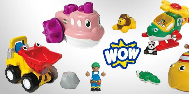 Hračky WOW do vany i pokojíku. Natahovací parník a další