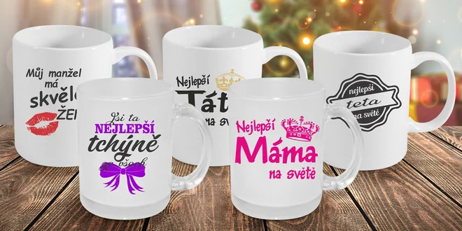 Dárkové hrnečky z keramiky nebo matného skla