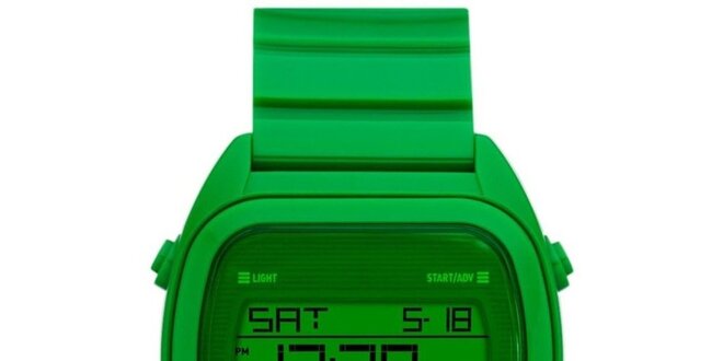Zelené plastové digitální hodinky Adidas