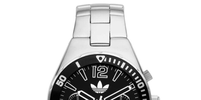 Unisexové ocelové hodinky s černým ciferníkem Adidas
