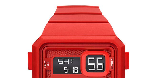 Unisexové červené digitální hodinky se stopkami Adidas