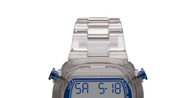 Unisexové digitální hodinky s šedým řemínkem Adidas