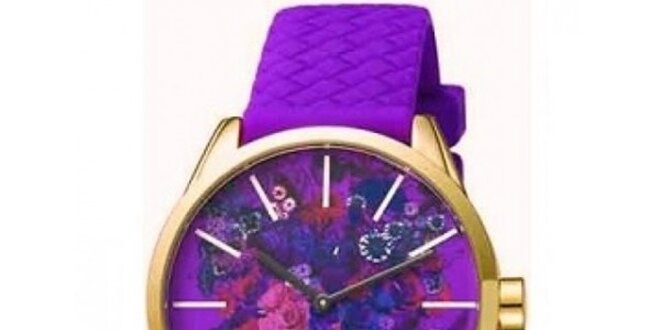 Dámské fialové hodinky EDC by Esprit s květinovým ciferníkem
