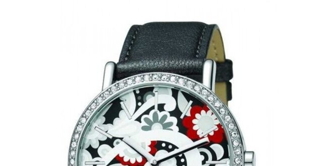 Dámské retro hodinky s černým koženým řemínkem EDC by Esprit