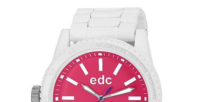 Dámské bílé hodinky s růžovým ciferníkem EDC by Esprit