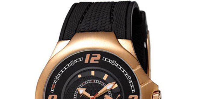 Pánské černo-zlaté analogové hodinky Puma