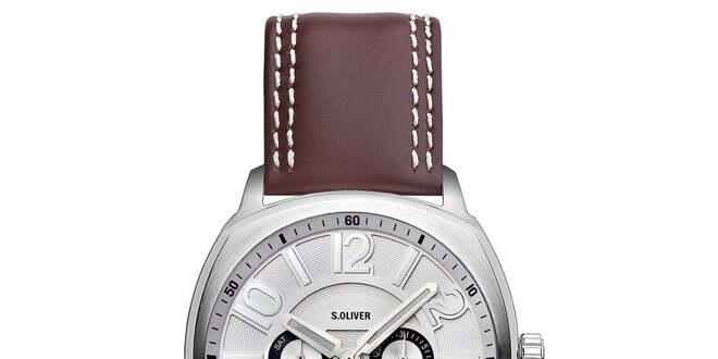 Pánské hnědo-stříbrné analogové hodinky s.Oliver