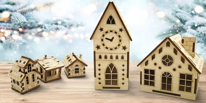 Vánoční dřevěné ozdoby: sestavte domek i vesnici