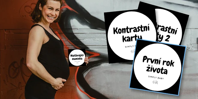Sety milníkových a kontrastních karet: růžová a modrá