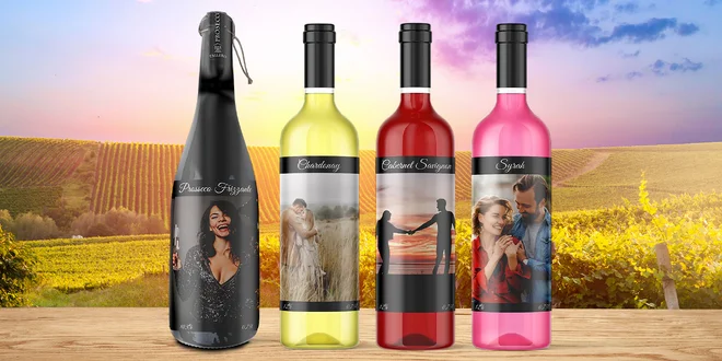 Víno nebo prosecco s vlastní fotografií na etiketě