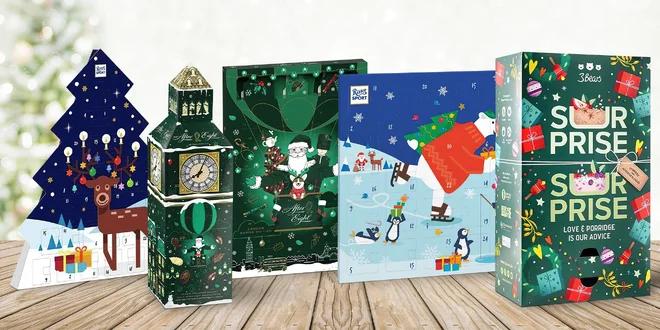 Adventní kalendáře s čokoládou, cereáliemi i kašemi