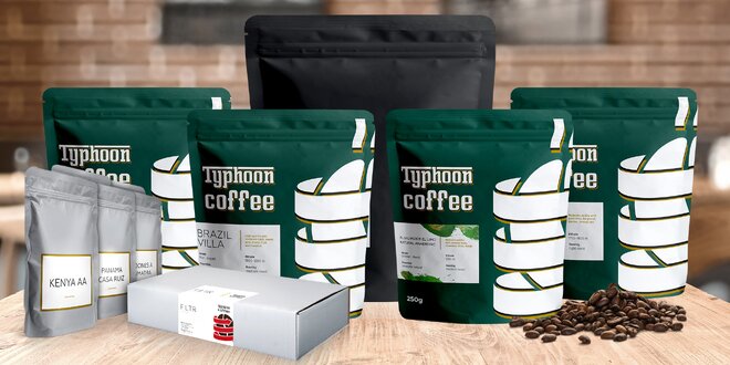 Kávy Typhoon coffee z Brazílie, Kostariky i Keni