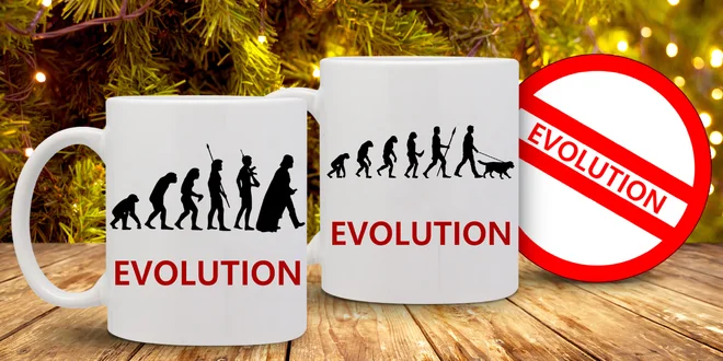 Hrneček s motivem evoluce pejskařů i kytaristů