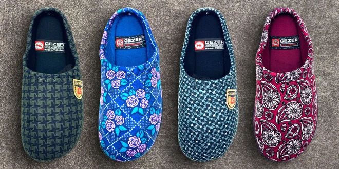 Dámské a pánské papuče se vzorem: různé velikosti