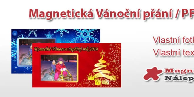 3x magnetické Vánoční přání / PF s vlastní fotkou a textem