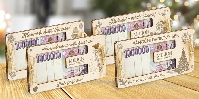 Dárkový milion: dřevěné pouzdro na bankovky