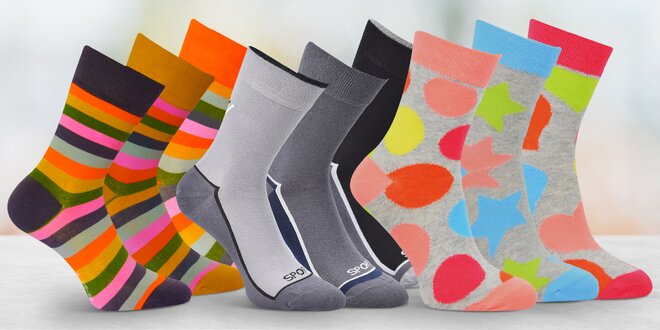 Až 10 párů ponožek: barevné, klasické či kotníkové