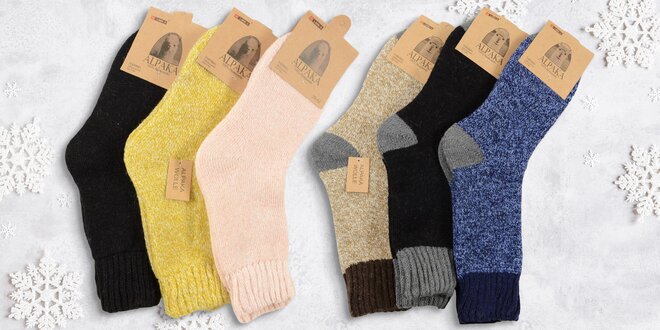 100% vlněné dámské ponožky z alpaky v balení po 3 kusech