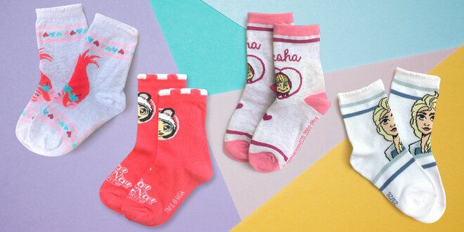 Dívčí ponožky s postavičkami: Frozen, Minnie a další