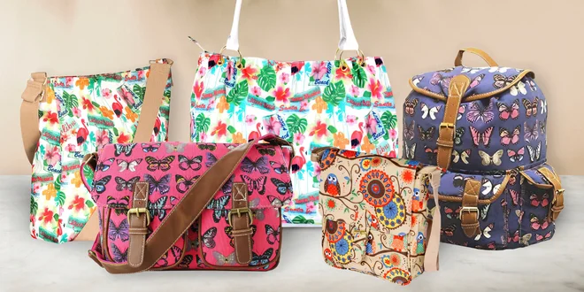 Tašky a batohy s motivem motýlů, plameňáků i sovy