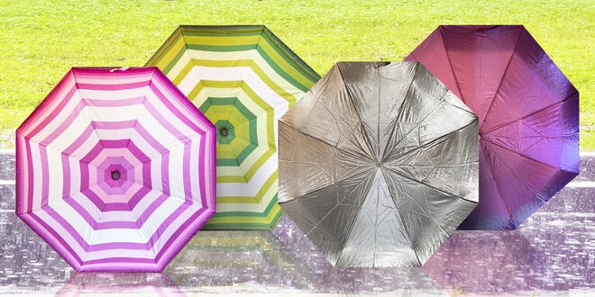 Automatické metalické nebo proužkované deštníky