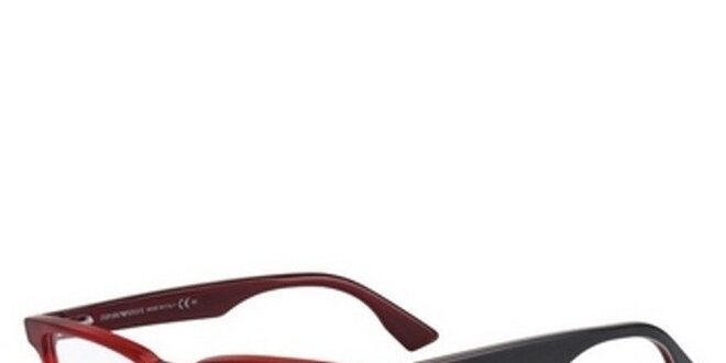 Červeno-černé hranaté brýle Emporio Armani