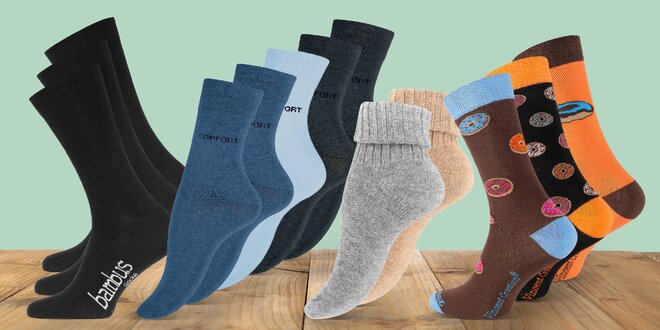 Dámské ponožky: 2–5 párů, různé vzory i materiály