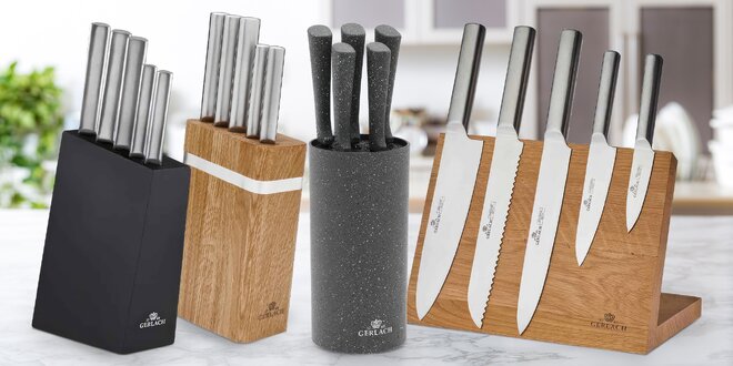 Sady kuchyňských nožů v elegantních stojanech