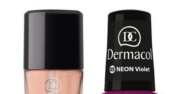 Dermacol Lak na nehty Neon Violet č.5 5ml+Dermacol Base Coat s kalciem 10ml