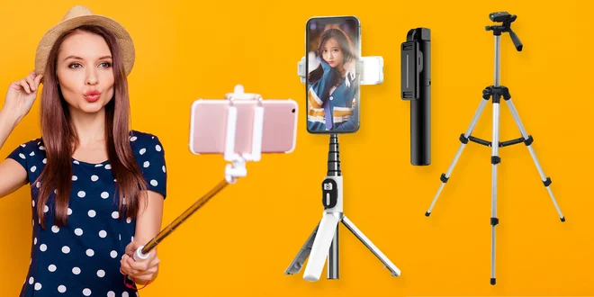 Stativ i selfie tyče: teleskopické či s Bluetooth
