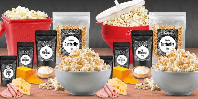 1 kg prémiového popcornu + příchutě i výrobník