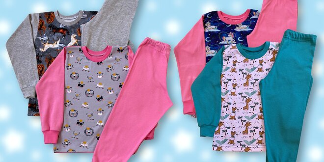 Bavlněná dětská pyžama a košilky: zvířátka i rakety