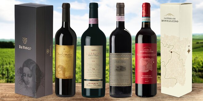 Dárkově balená italská vína: Brunello, Chianti a další