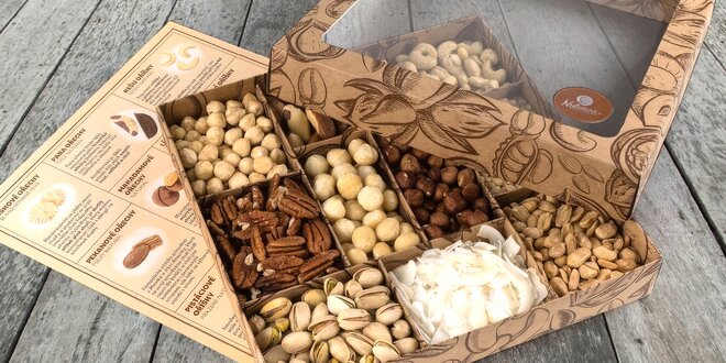Degustační sady ořechů a dražé i s věnováním