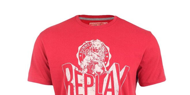 Pánské červené tričko s potiskem Replay